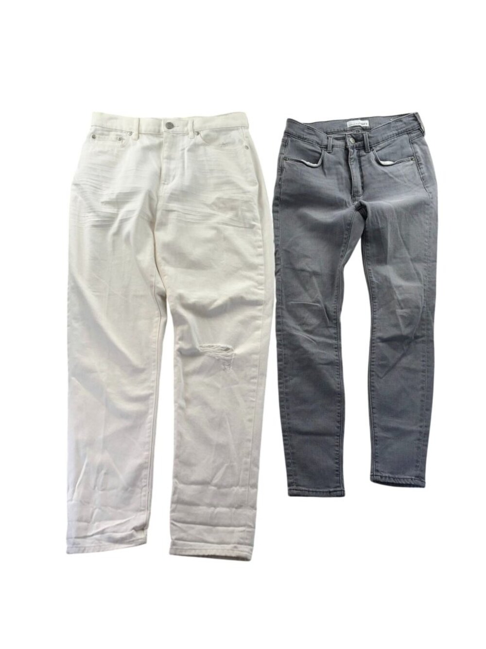 Two Loft Womens Jeans Size 26/2 Lot Of 2 Boyfriend Distressed Crop Ankle Denim
